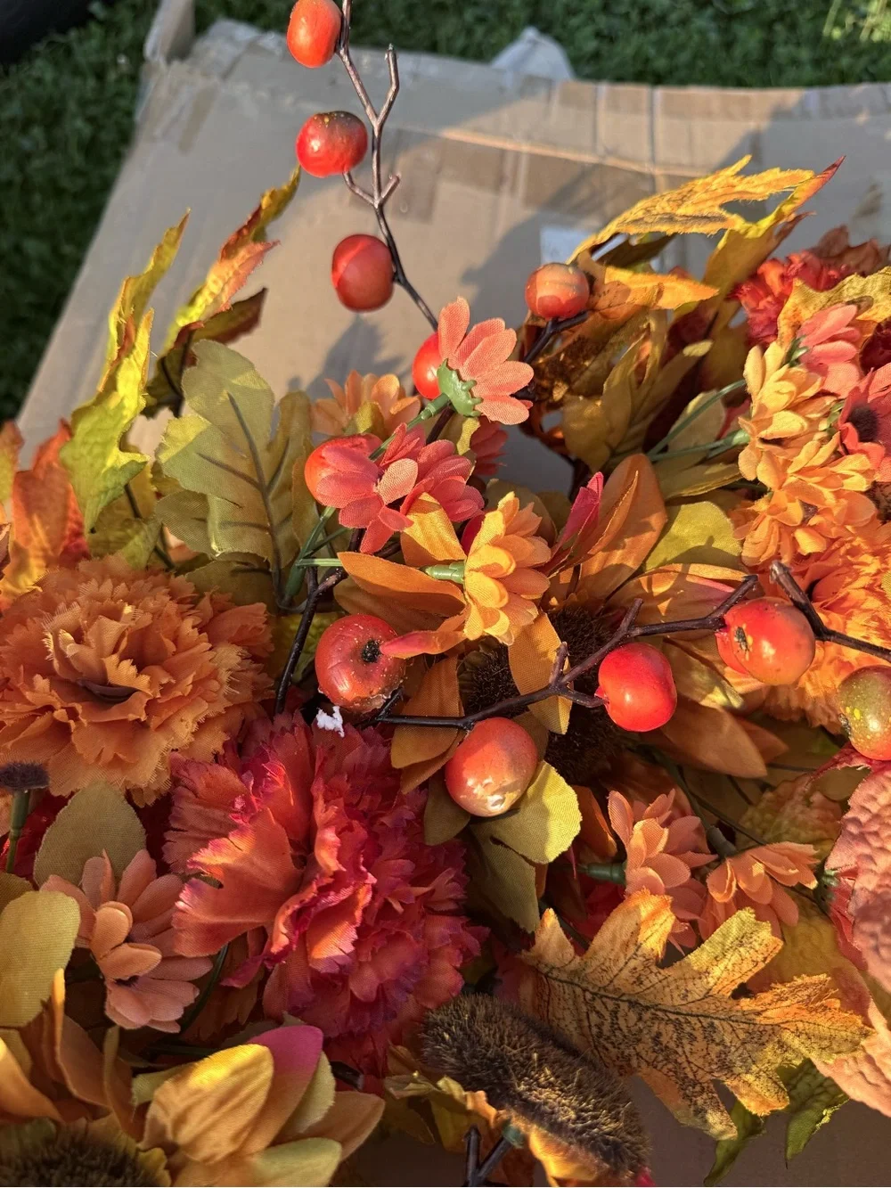 Autumn Harvest Orange Fall Wreath Balsam Hill Wreath Sunburst Mums Wreath